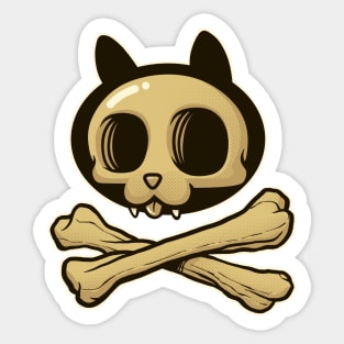 Cute Cartoon Cat Skull & Bones Adorkable Kitten Sticker